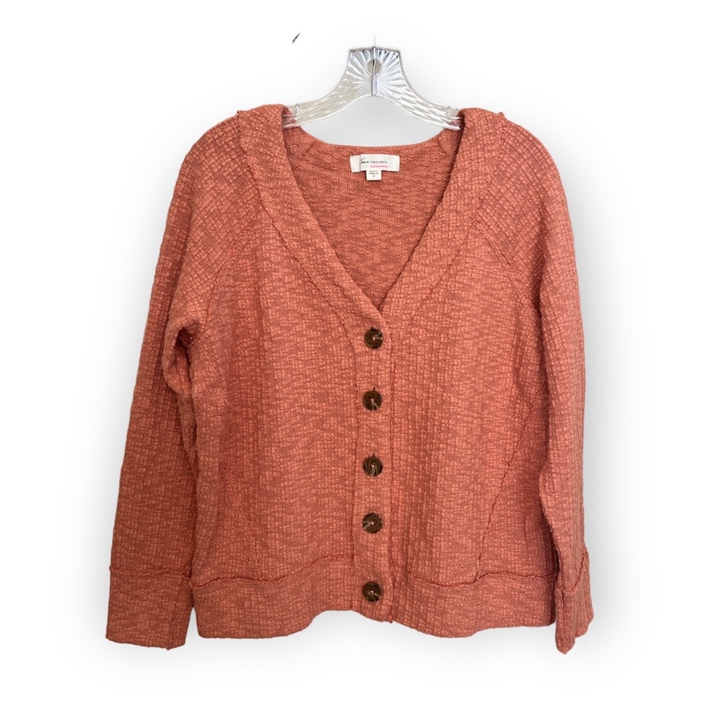 Vince Camuto Light Orange Button Down Textured Top size Medium